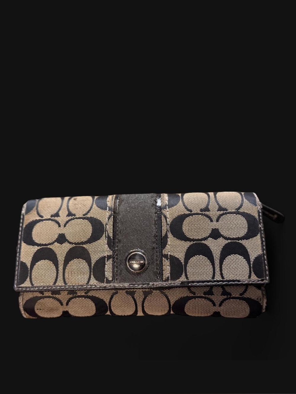 Coach Signature Canvas Bifold Wallet in Beige/Black